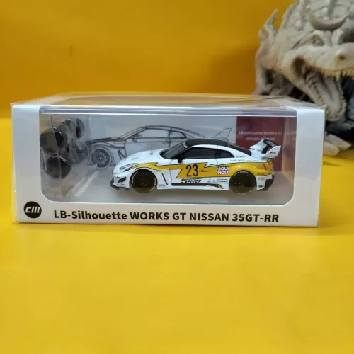 CM Model – LBWK Nissan GT-R (R35) WHITE / YELLOW – Gbuy