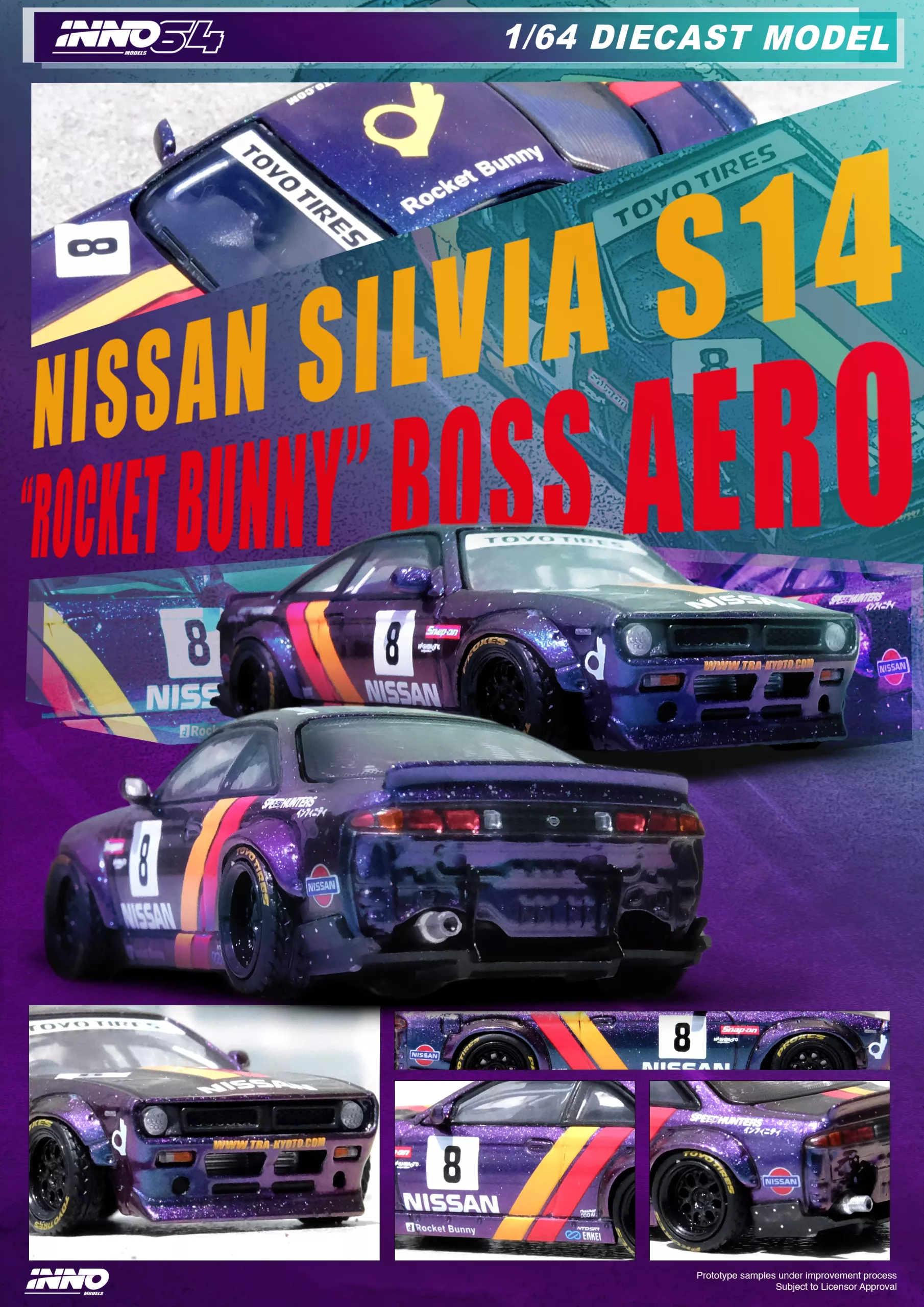 INNO64 Nissan Silvia (S14) Boss Rocket Bunny Purple