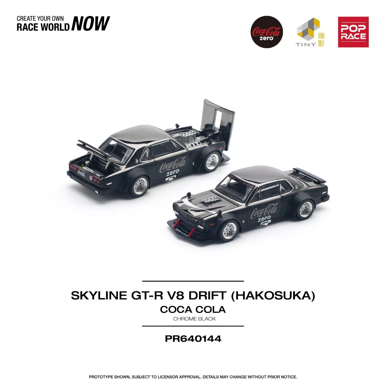 PR640144 SKYLINE GT-R V8 DRIFT (HAKOSUKA) COCA COLA ZERO BLACK CHROME