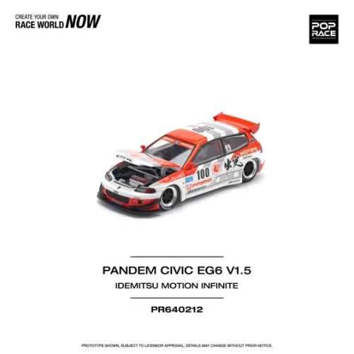 (PRE-ORDERS) POP RACE : PANDEM CIVIC EG6 v1.5 IDEMITSU MOTION INFINITE PR64 #212 - Image 1