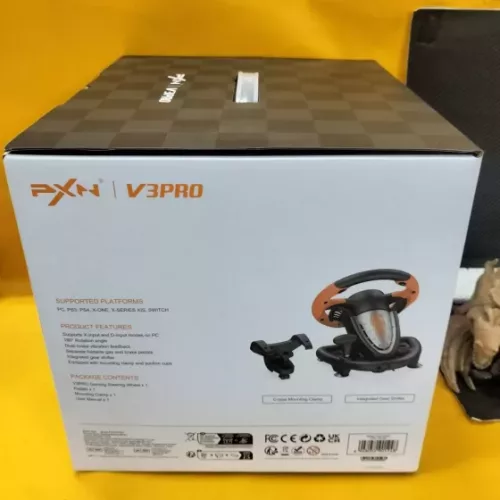 PXN V3PRO GAMING STEERING WHEEL (ORANGE) | PC, PS3, PS4, X-ONE, X-SERIES X|S, SWITCH - Image 2