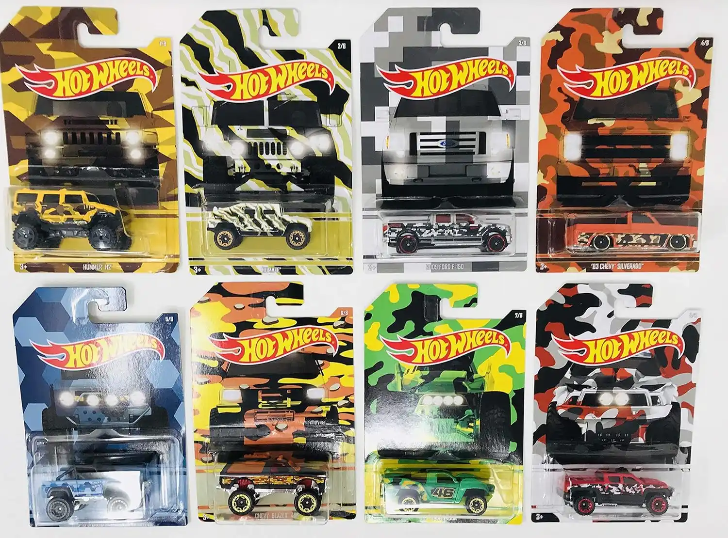 Hot Wheels 2017 Camouflage Series Bundle of 8