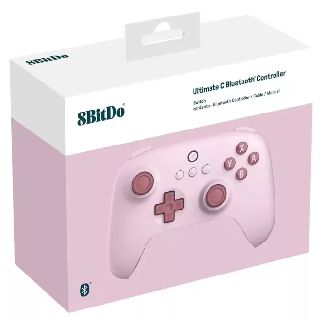 8Bitdo Ultimate C Bluetooth Controller for Switch with 6-axis Motion Control and Rumble Vibration (Pink)