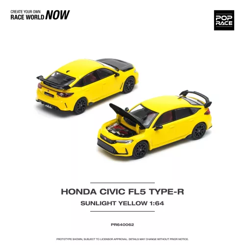 POP RACE: HONDA CIVIC FL5 TYPE-R SUNLIGHT YELLOW PR640062 - Image 4