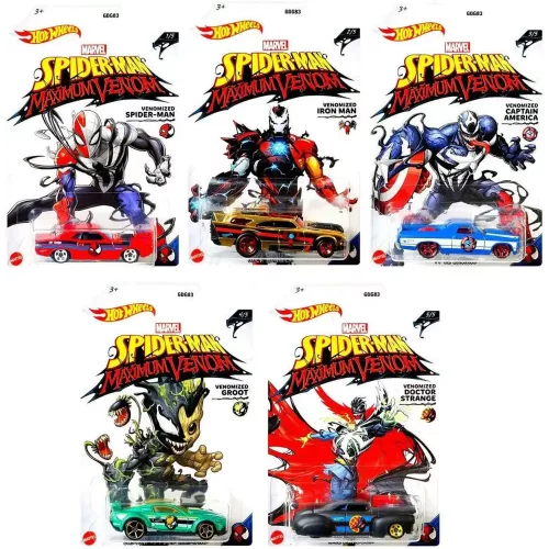 2020 Hot Wheels Venomized Exclusive: Marvel Spiderman Maximum Venom (Set Of 5 Cards) - Image 1