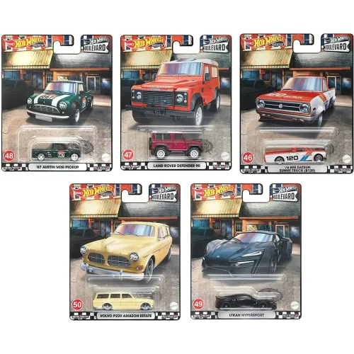 2022 Hot Wheels Premium: Boulevard Series (46-50) 5 Card Full Set - Image 1
