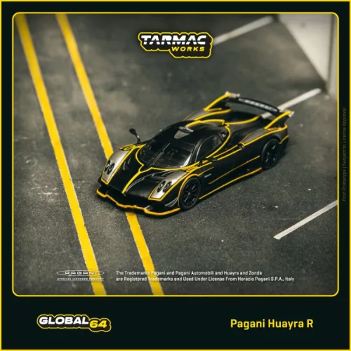 1/64 Pagani Huayra R Matt Black Silver - Tarmac Works GLOBAL64