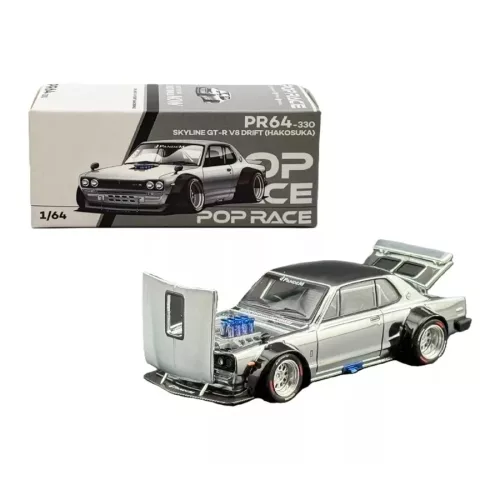 PR640330 NISSAN SKYLINE GT-R V8 DRIFT (HAKOSUKA) SILVER CHROME HONG KONG TOY CAR SALON 2025 LIMITED EDITION