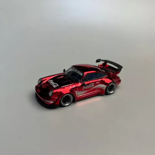 Flame 1:64 Porsche RWB 993 Supreme/Coca Cola Livery Chrome Red