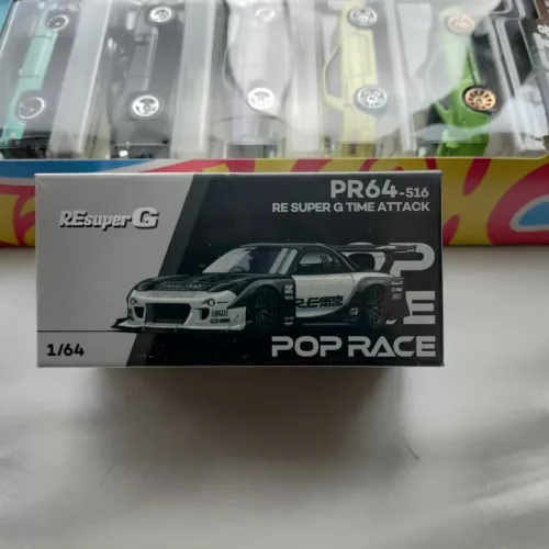 Pop Race Mazda RX-7 RE Super G Time Attack White & Chrome PR640516 (TMCS 2026 Exclusive) - Image 1