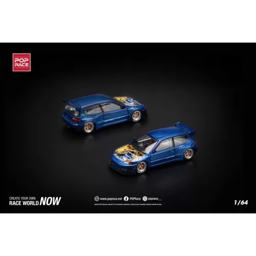 PR640174 PANDEM EG6 METALIC BLUE WITH OPEN HOOD 1:64